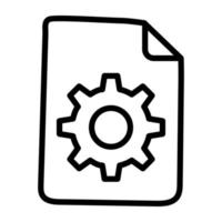 Gear inside folded paper, icon of file setting vector