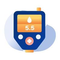 Sugar test machine icon, flat design of glucometer vector