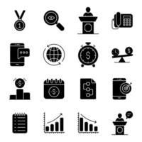 Pack of Banking and Data Solid Icons vector