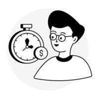 Dollar inside stopwatch, icon of time is money vector