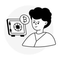 icono de diseño moderno de la bóveda de bitcoin vector