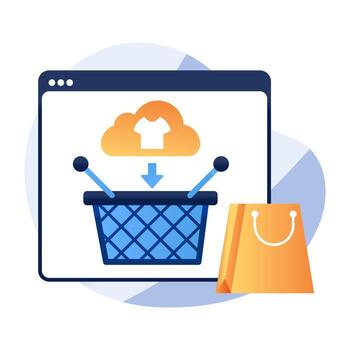 An icon design of add to basket vector