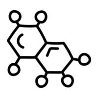 Chemical flask with test tube icon in linear design, lab experiment concept vector