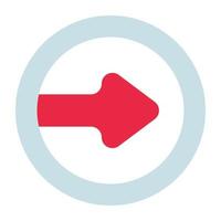 A flat design icon of forward arrow vector