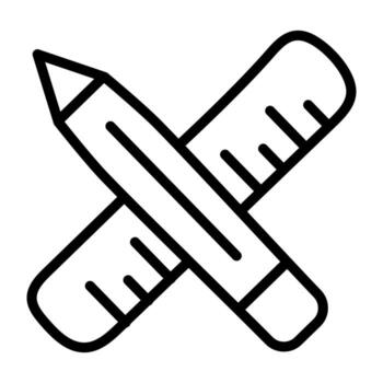 escala triangular con lápiz, icono de herramientas de dibujo vector