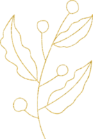 fleur et feuille de paillettes d'or png