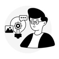 Conceptual glyph line design icon of idea generation vector