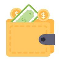 Cash and wallet finance icon vector