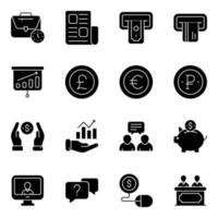 Pack of Finance and Cash Solid Icons vector