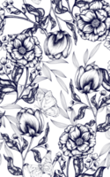 Flower watercolor seamless pattern png