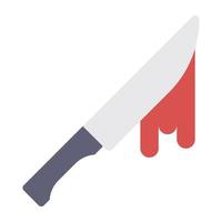 icono de diseño plano de cuchillo ensangrentado vector