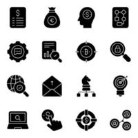 Pack of Banking, Finance and Marketing Solid Icons vector