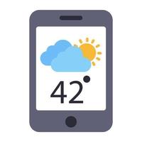 Flat design icon of mobile weather app vector