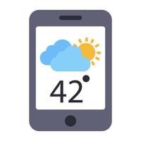 Flat design icon of mobile weather app vector