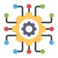 Gear with nodes, icon of network management vector