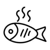 Delicious seafood icon, linear design of fish vector