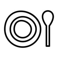 Plate with spoon, linear design icon y tableware vector