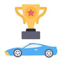 Automobile with trophy, concept of race car award vector