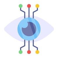 Eye with nodes network showcasing cyber eye icon vector