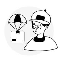 An icon design of parachute delivery vector