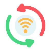 Internet signals with arrows, concept of wifi update vector