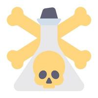 Toxin bottle icon, flat design of skull with crossbones vector