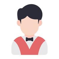 Professional person icon in flat design, waiter vector