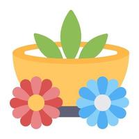 Editable design icon of flowers bowl vector