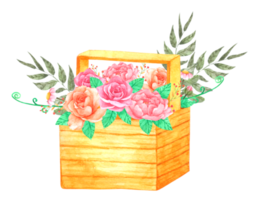 fleur dans le panier aquarelle png