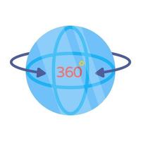Conceptual icon of global rotation, flat design vector