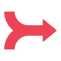 A flat design icon of merge forward arrow vector