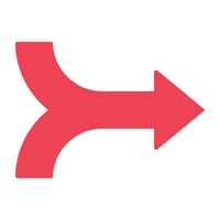 A flat design icon of merge forward arrow vector