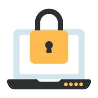 Padlock with minicomputer, concept of locked laptop icon vector