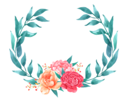 corona di fiori acquerello dipinto a mano png