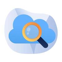 Cloud with magnifying glass, icon of search cloud vector
