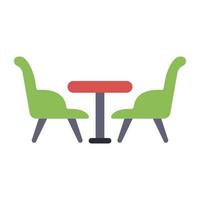 un hermoso icono de diseño de mesa de restaurante, vector de patio