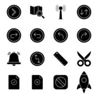 Pack of Business and Communication Solid Icons vector