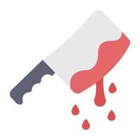 Flat design icon of bloody cleaver vector