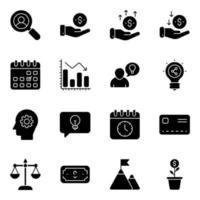 Pack of Finance and Infographic Solid Icons vector