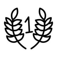 1st position laurel wreath icon in outline design vector