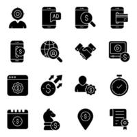 Pack of Business and Banking Solid Icons vector