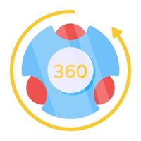 icono de diseño coloreado de rotación de 360 grados vector