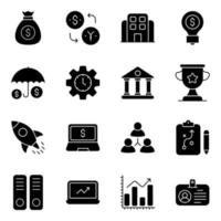 Pack of Financial Planning Solid Icons vector