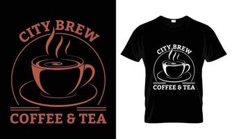 city brew café té tipografía diseño de camiseta vector