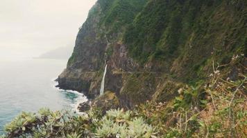 pasar por alto la vista del océano y la cascada video