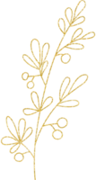 gold gliter flower and leaf png