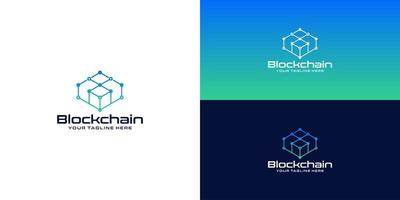 geometric blockchain logo design inspiration vector