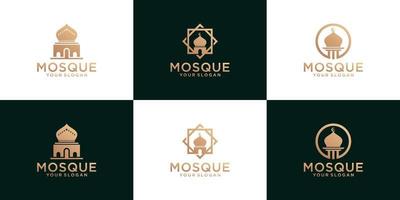colección de logotipos de mezquitas, diseño de plantillas de religión islámica vector