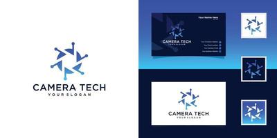 plantilla de vector de diseño de logotipo de cámara tecnológica y tarjeta de visita