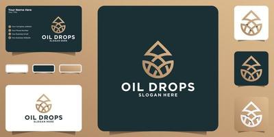 logotipo minimalista de gota de aceite en estilo de arte lineal y tarjeta de visita vector